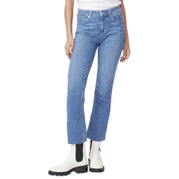 NEW PAIGE vintage colette with raw stringy hem jeans in shoreside